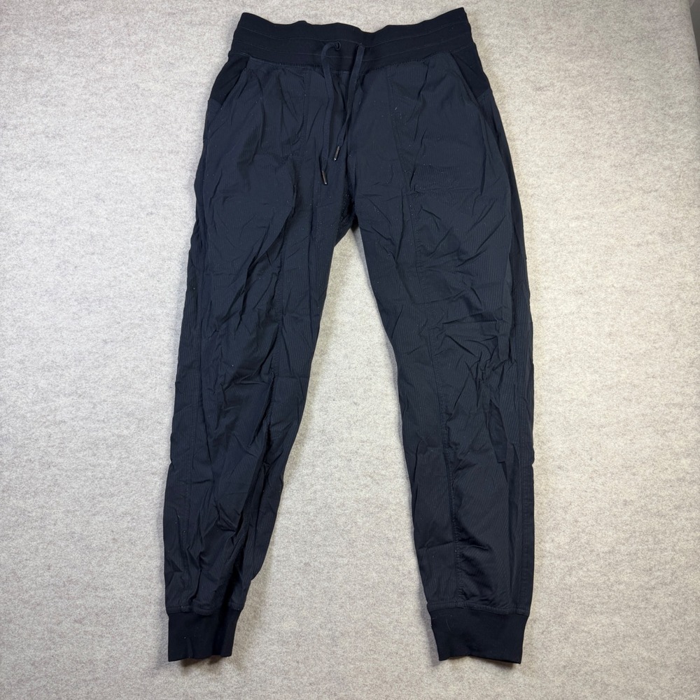 Lululemon Studio Jogger Pants Black Size 8 Textured Lightweight Tapered Cuffs